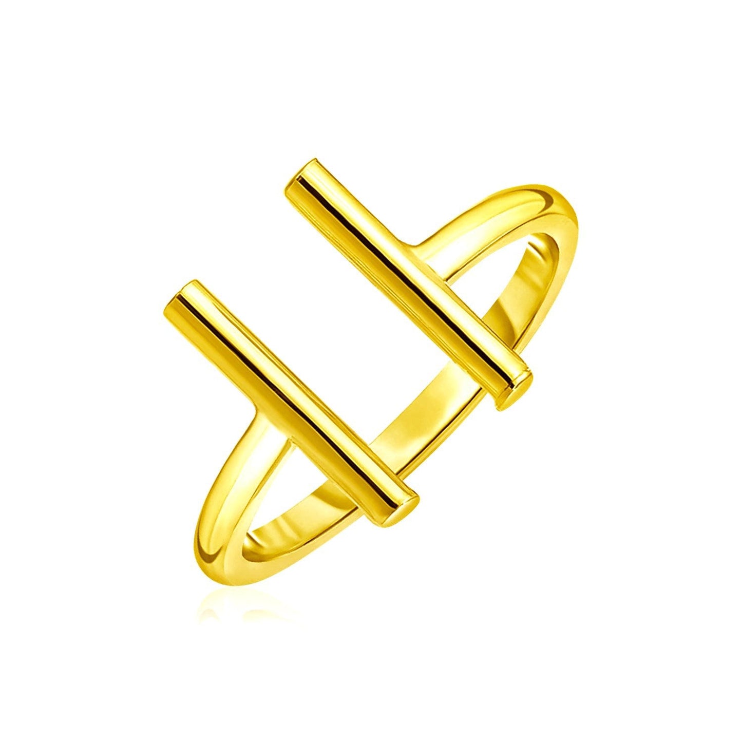 Anillo Abierto de Oro Amarillo de 14k con Barras Elegantes