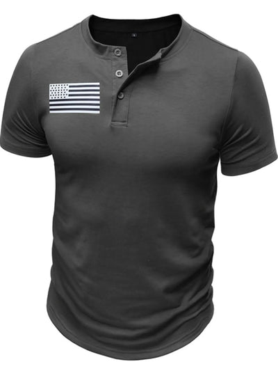 Haut Henley à manches courtes avec drapeau américain pour homme