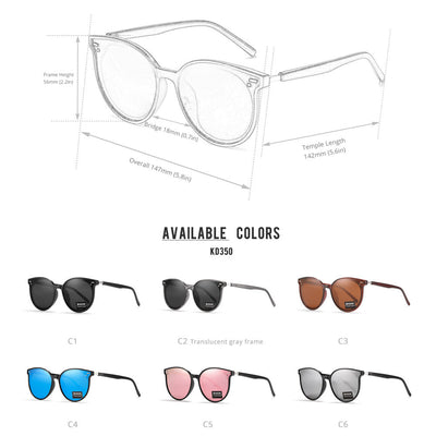 Lunettes de soleil polarisées à monture large en forme de chat avec protection UV
