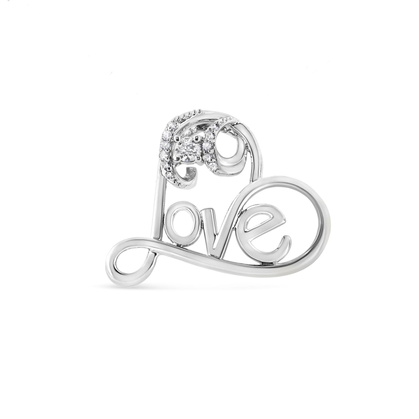 Collar con colgante de corazón abierto acentuado con diamantes de plata esterlina .925