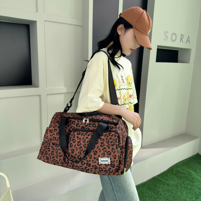 Leopard Print Large Capacity Travel Shoulder Bag