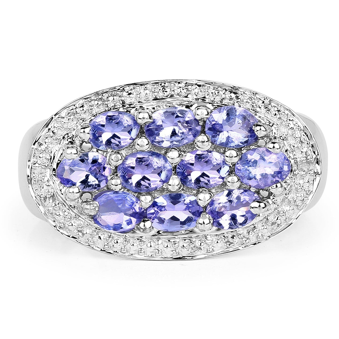 1.70 Carat Genuine Tanzanite Sterling Silver Engagement Ring