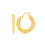 Boucles d'oreilles créoles médium en or jaune 14 carats avec motif grec