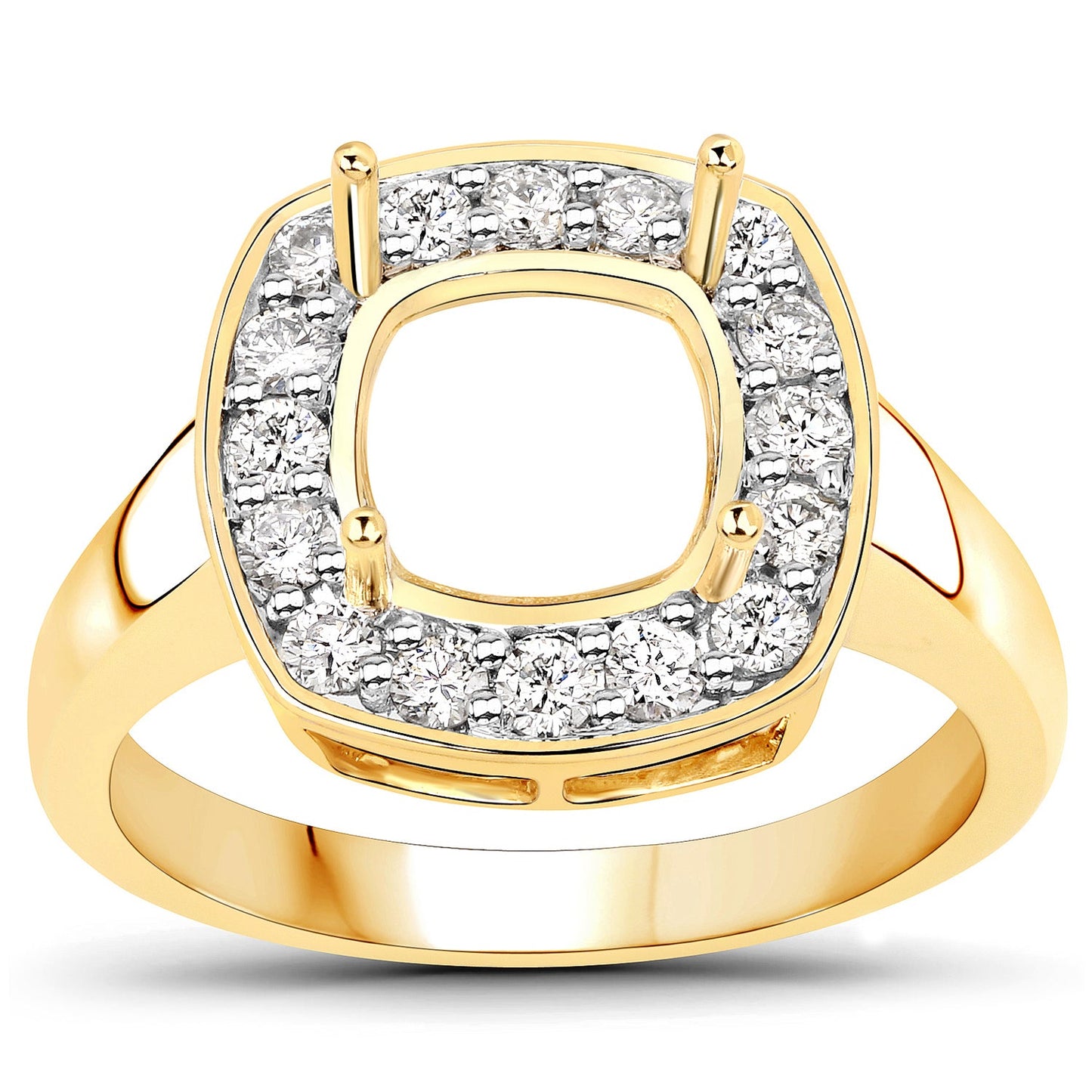 Anillo Semi Montura de Diamante Blanco Genuino de 0.48 Quilates en Oro Amarillo de 14K