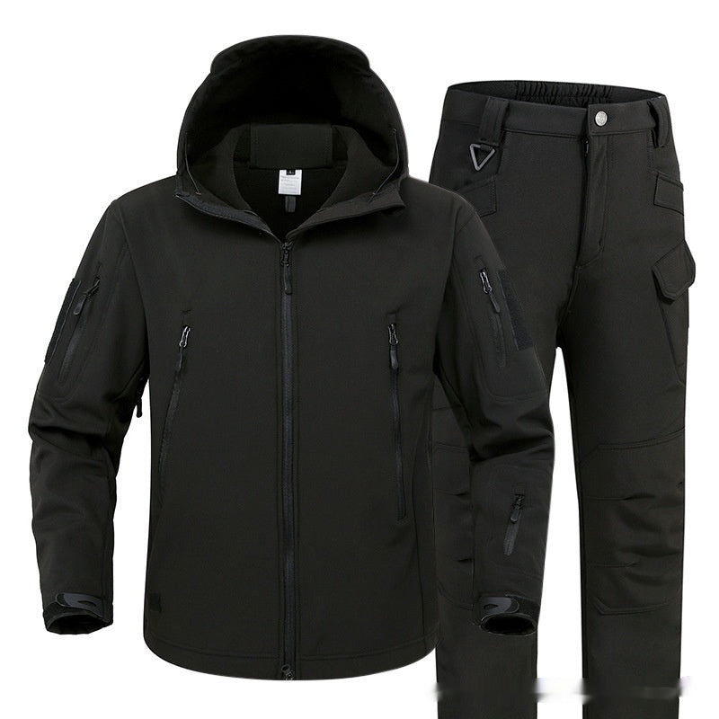 Veste en Soft Shell Coupe-Vent Imperméable Doublée en Fleece pour Hommes