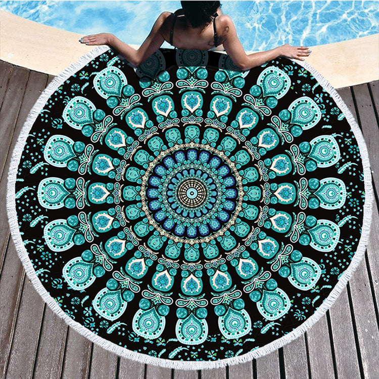 Round Printed Microfiber Beach Towel