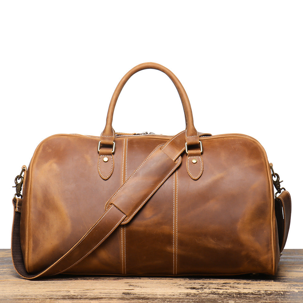 Sac de voyage en cuir véritable rétro pour homme