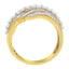 10K Yellow Gold Diamond Multi-Row Wave Bypass Ring - Size 7