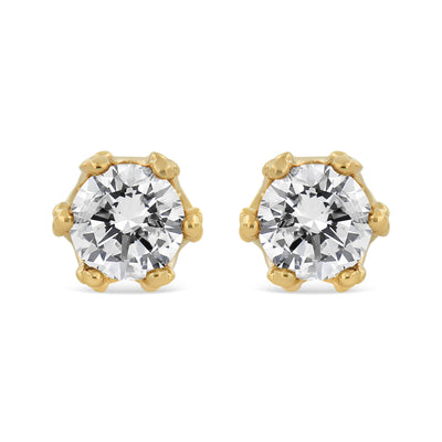 Pendientes de diamantes en forma de corona de oro blanco de 14 quilates - 1/2 Cttw