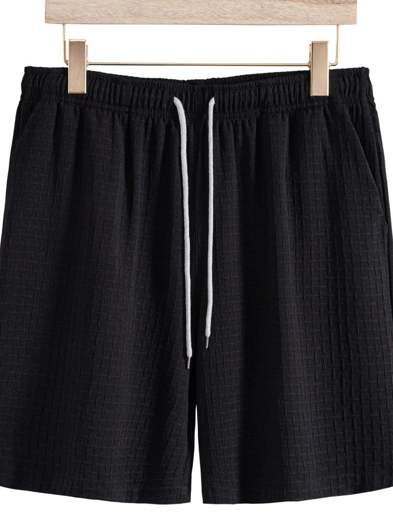 Shorts de jogging texturés classiques pour hommes avec taille élastique