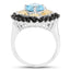 Bague en Topaze Bleue Suisse et Spinelle Noir Plaquée Deux Tons de 2,85 Carats