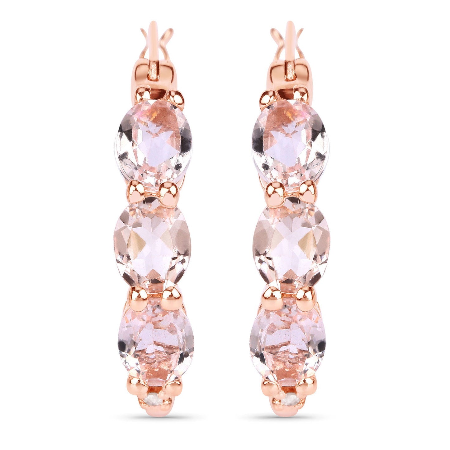 Boucles d'oreilles en argent sterling avec morganite et diamants de 1,63 carat