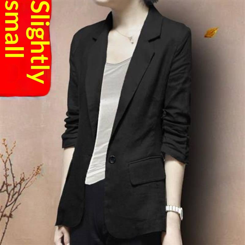 Korean-Style Casual Cotton-Linen Suit Jacket