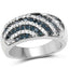 0.62 Carat Blue and White Diamond Sterling Silver Engagement Ring