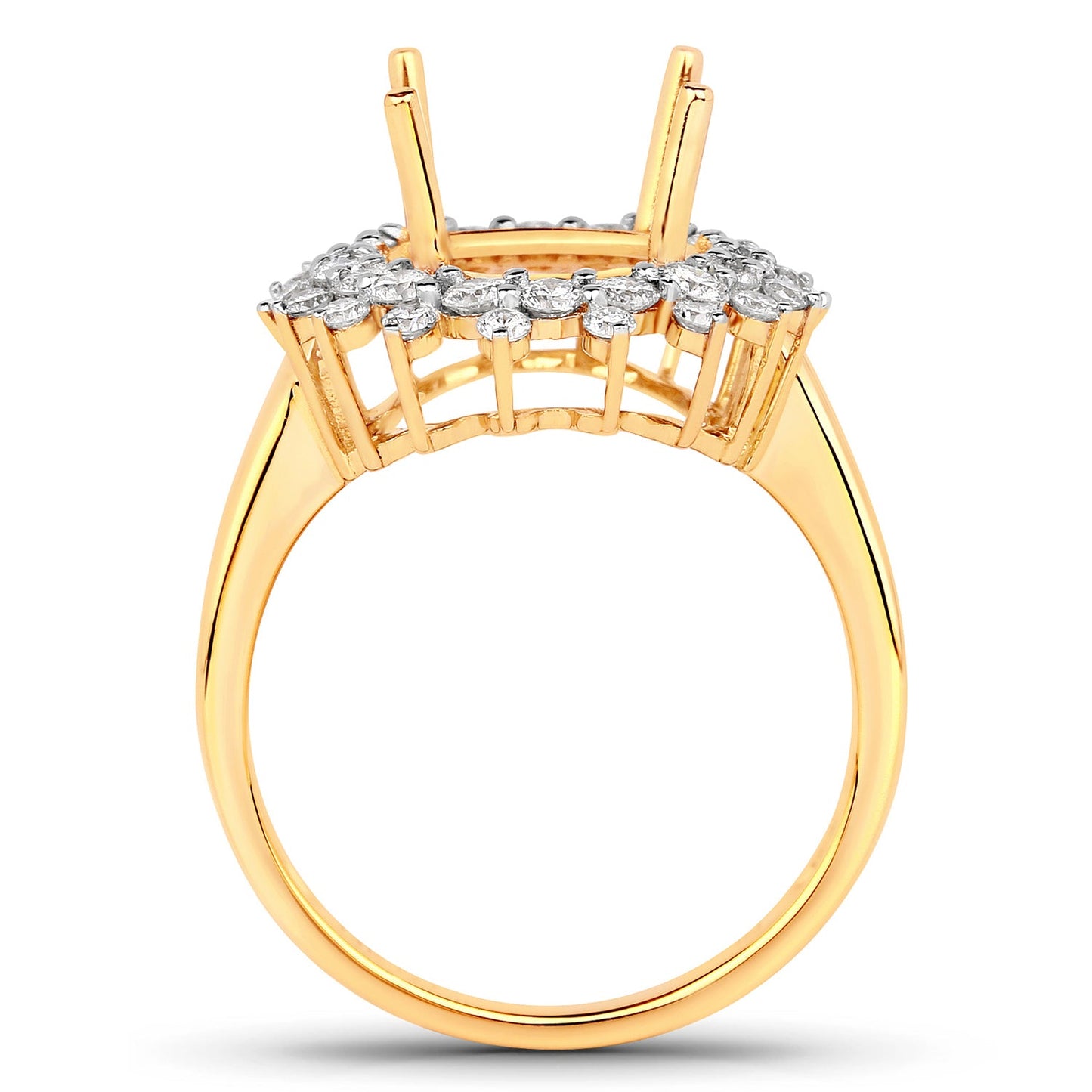 0.79 Carat White Diamond 14K Yellow Gold Semi Mount Engagement Ring