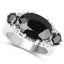 Bague en argent sterling avec saphir noir de 8,62 carats et topaze blanche