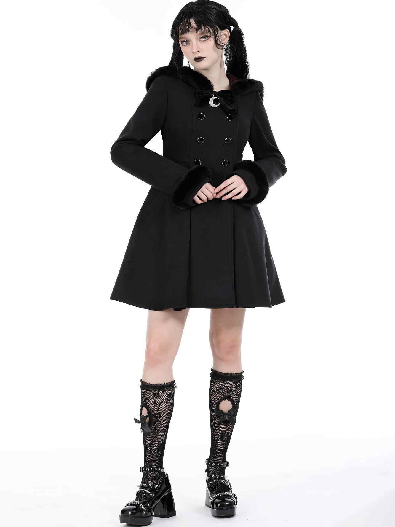 Manteau à capuche noir avec oreilles de chat gothiques
