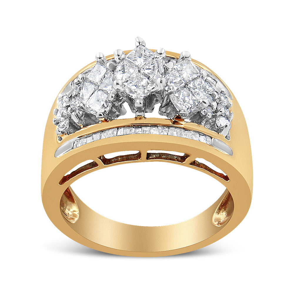 Anillo de Diamante en Forma de Pera de Oro Amarillo y Blanco de 10K 1.5 Cttw - Talla 7