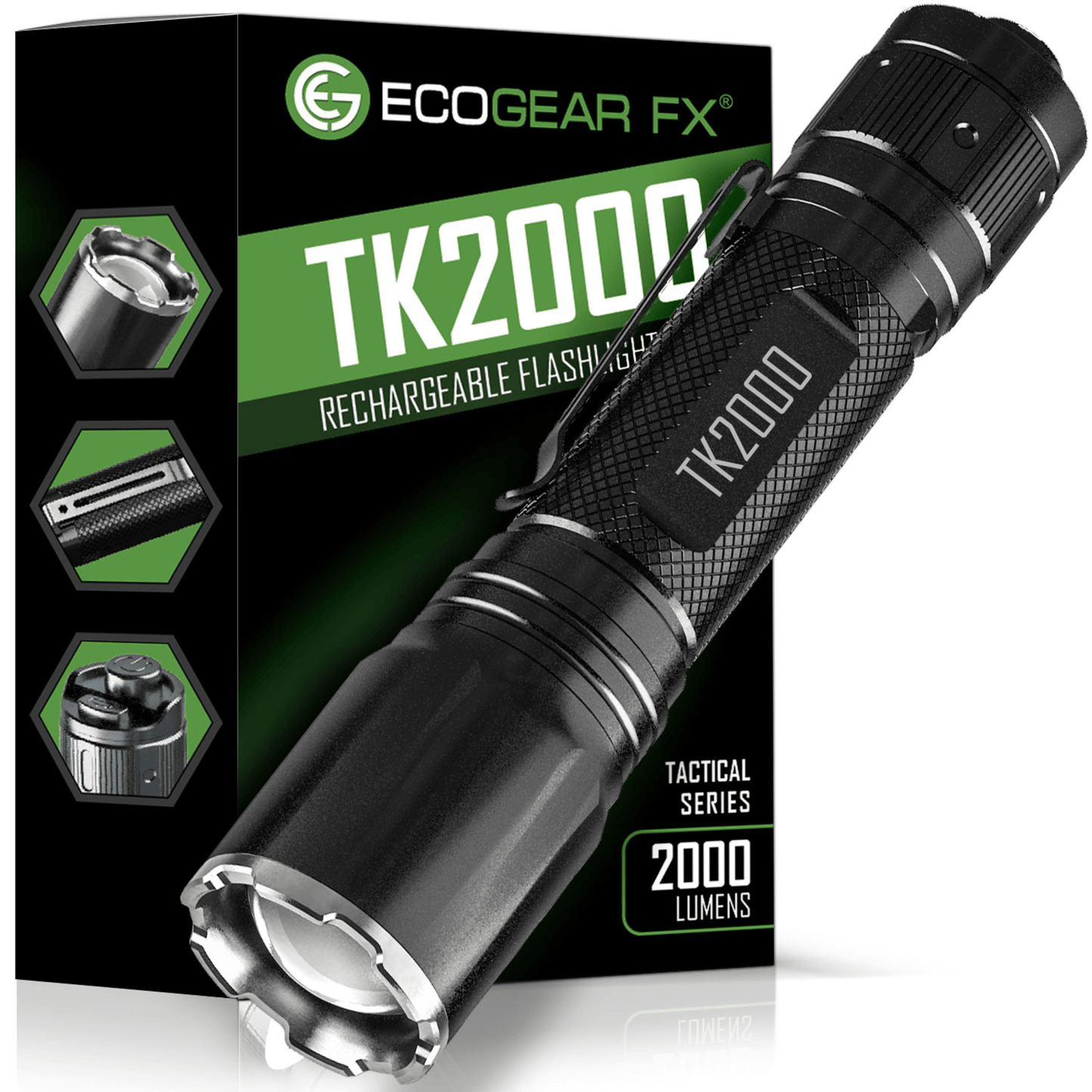 EcoGear FX TK2000 Lampe de Poche Tactique Rechargeable USB