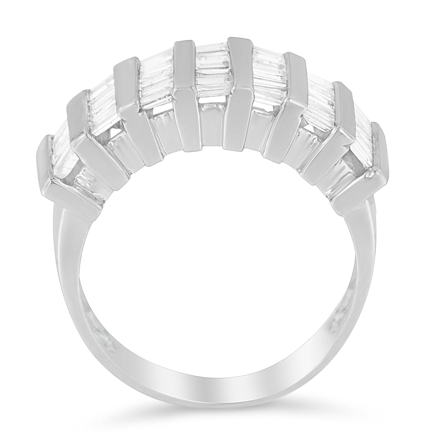 Bague de mariage multi-rangs en diamant taillé en baguette en argent sterling .925