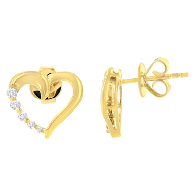 Pendientes de aro en forma de corazón con diamantes Journey de oro amarillo de 14 quilates