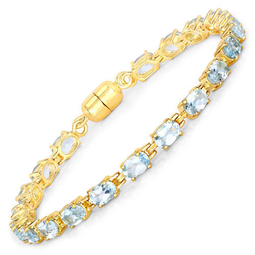 Bracelet en argent sterling de 10,20 carats en topaze bleue véritable