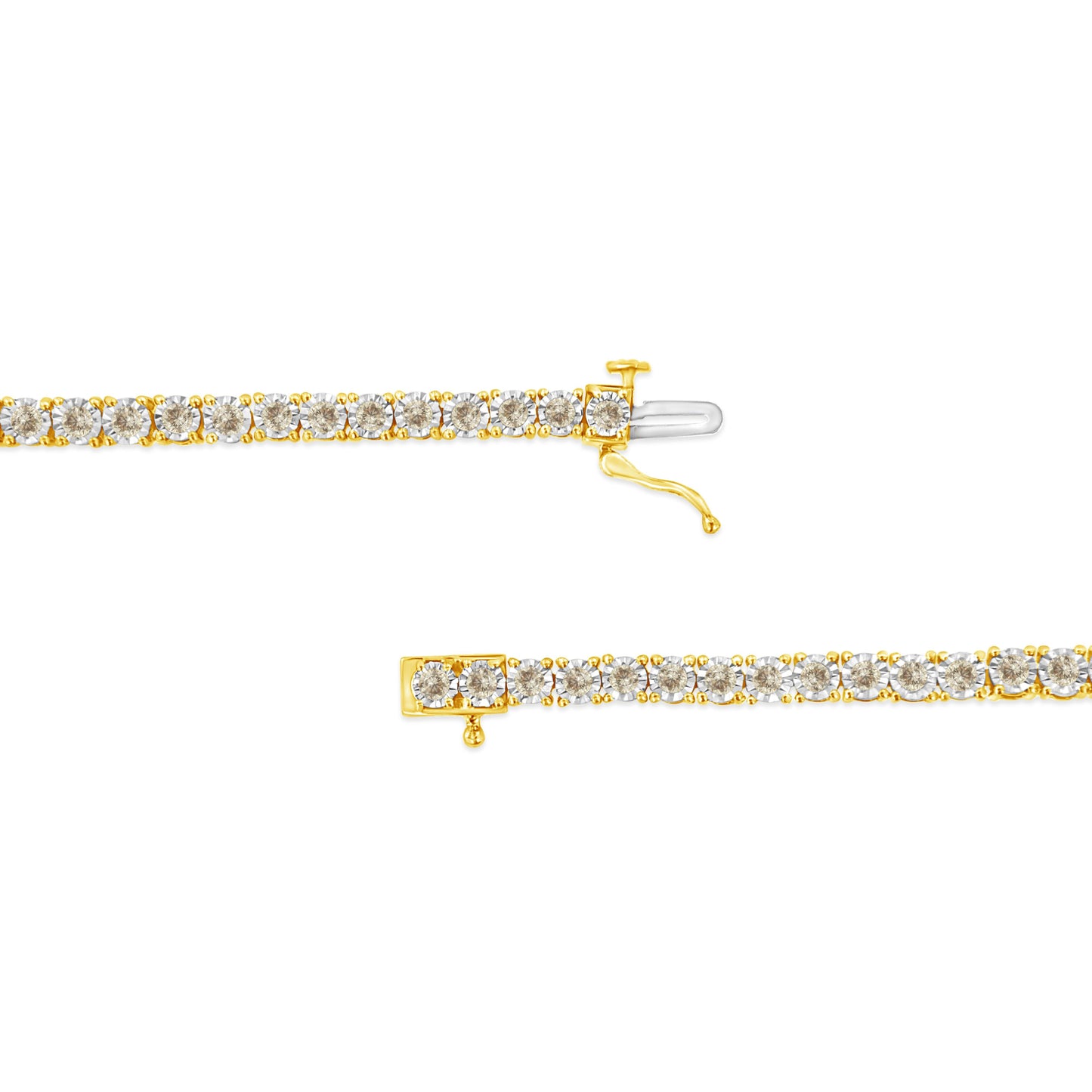 Bracelet de tennis en argent sterling plaqué or jaune 14K avec diamants - 7,25"