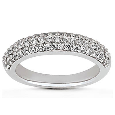14k White Gold Triple Row Micro-Pave Diamond Wedding Band