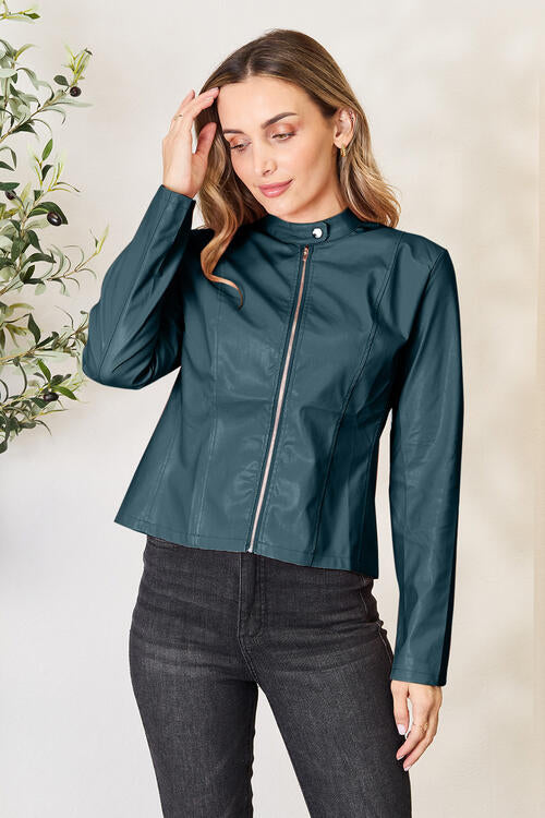 Veste zippée classique à col pour femmes pour une élégance au quotidien