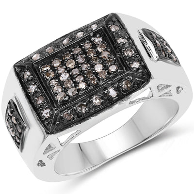 0.52 Carat Genuine Champagne Diamond Sterling Silver Ring