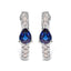 Boucles d'oreilles créoles en or blanc 10K avec saphir bleu en forme de poire et diamants