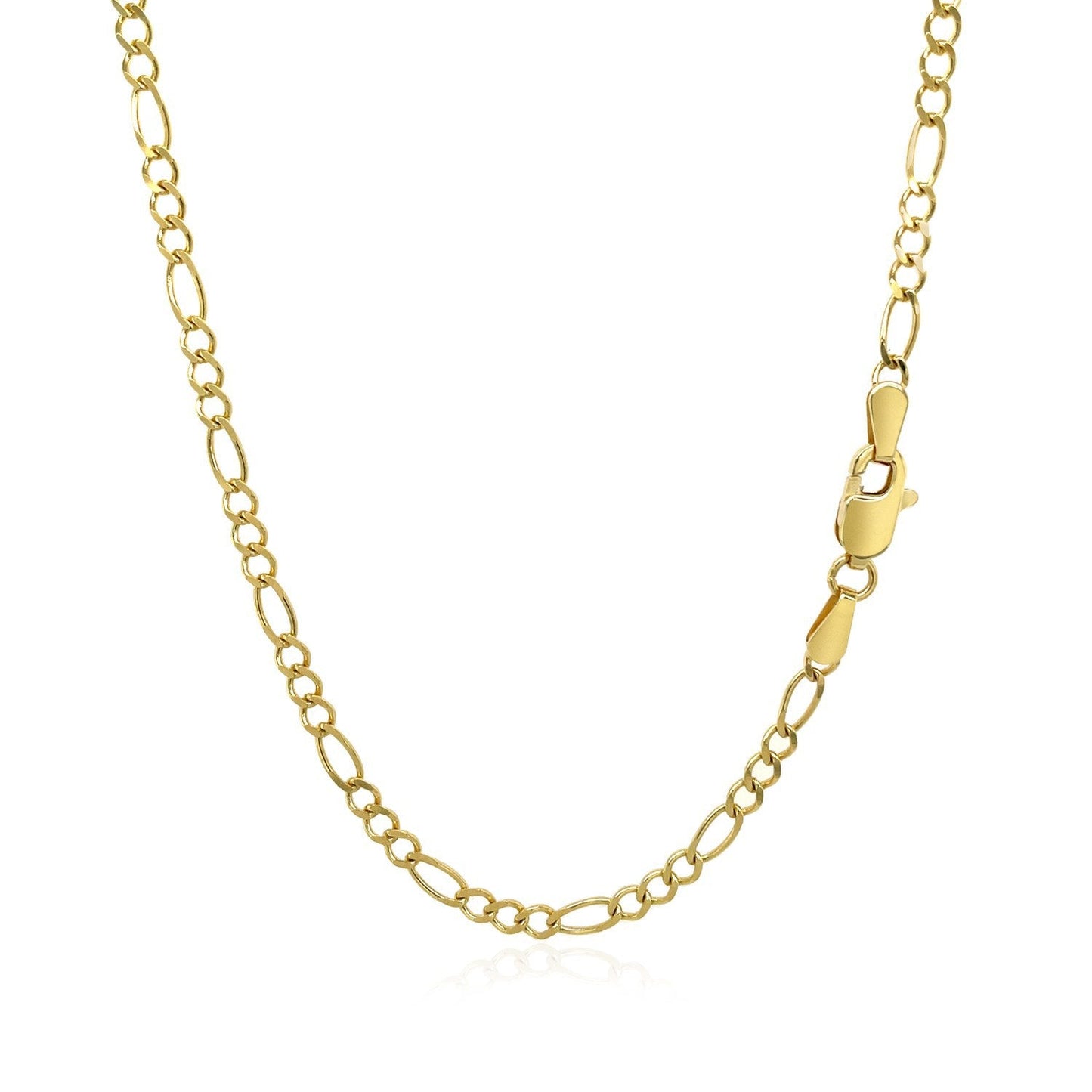 Cadena Figaro Sólida de Oro Amarillo de 10k de 3.0mm