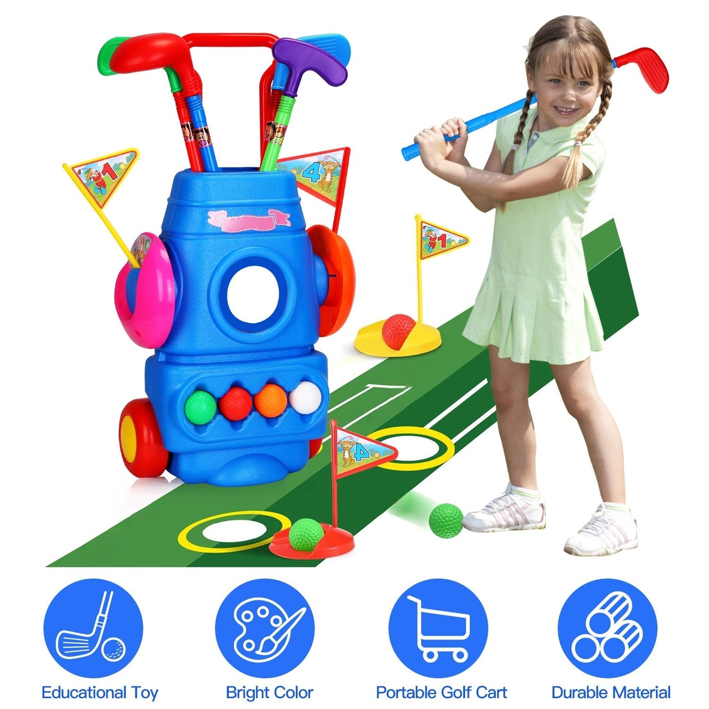 Ensemble de golf pour tout-petits GBruno - Jouet de golf complet pour enfants