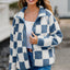 Chaqueta de Teddy de Manga Larga con Botones y Diseño a Cuadros Elegante