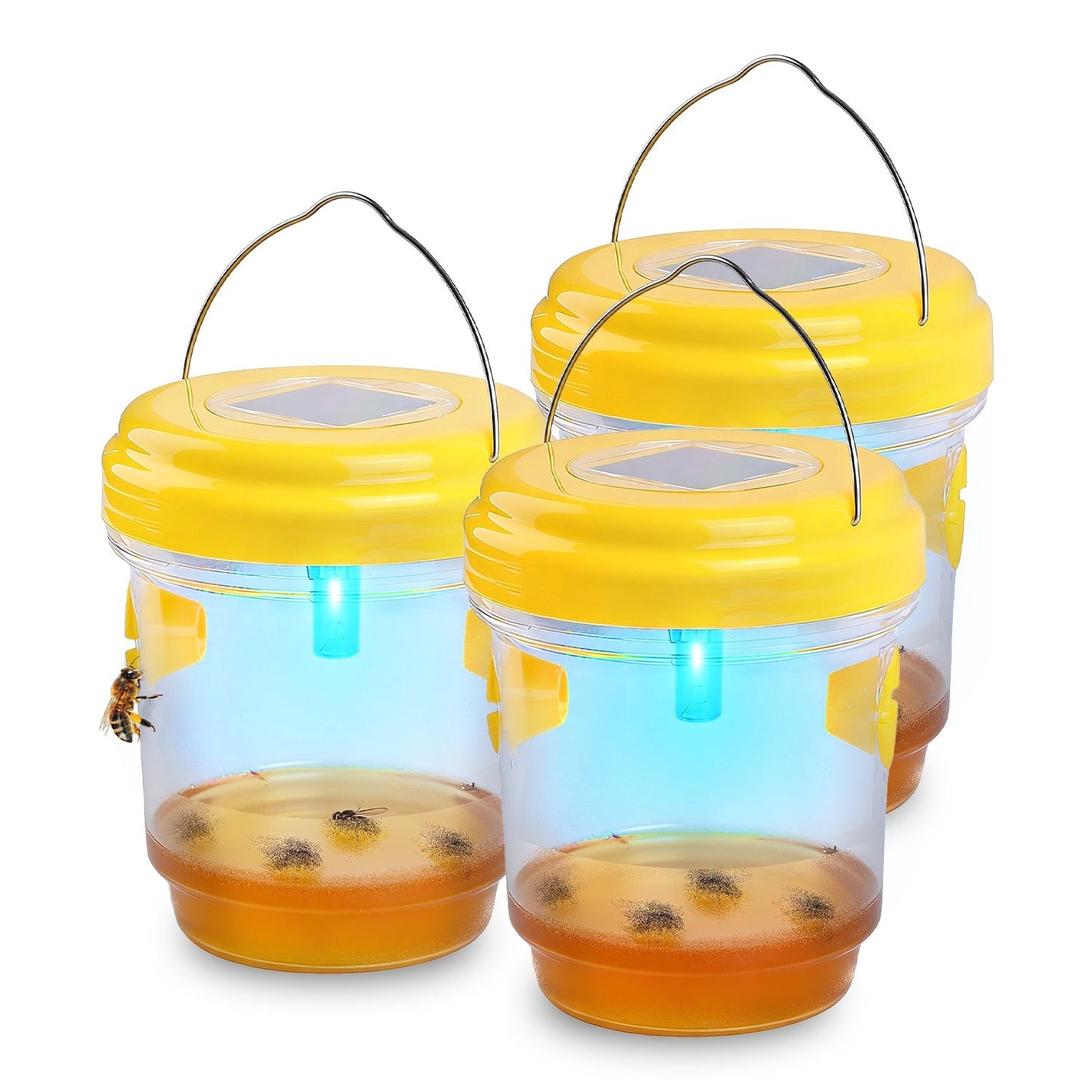 Trampas para Avispas Solares en Paquete de 3 con Luz UV para Control Efectivo de Insectos