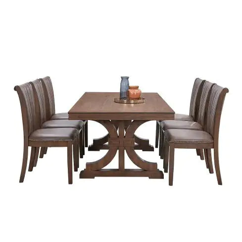 Mesa de Comedor de Madera de Caucho de Estilo Moderno de Mediados de Siglo para 6-8 Personas