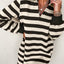 Chic Black Striped Collar Long Sleeve Mini Dress - Effortlessly Elegant Casual Wear for Women - Korvel