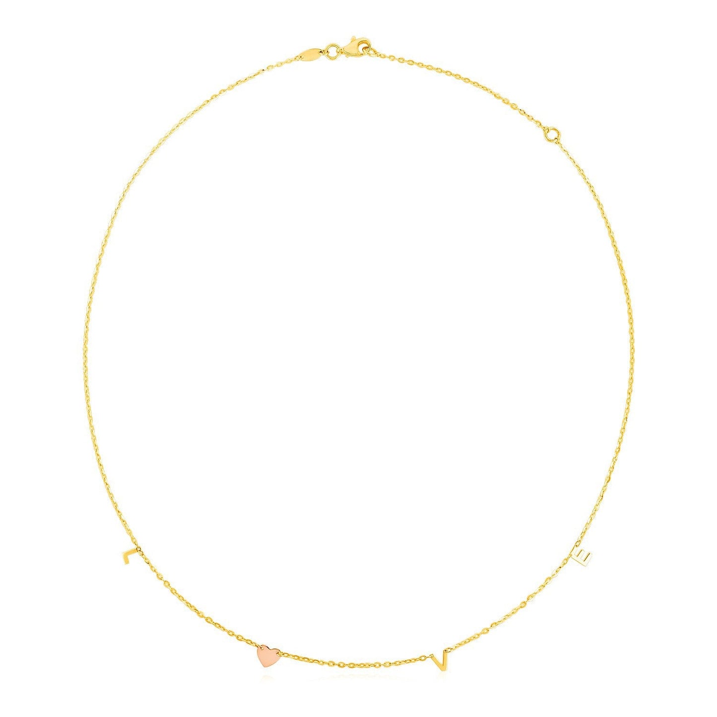 Collar de Amor de Oro de Dos Tonos de 14k
