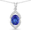 2.44 Carat Genuine Tanzanite and White Diamond Pendant in 14K White Gold