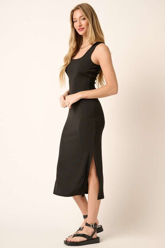 Chic Side Slit Midi Tank Dress for Women – Effortlessly Stylish and Comfortable with Flattering Fit - Korvel