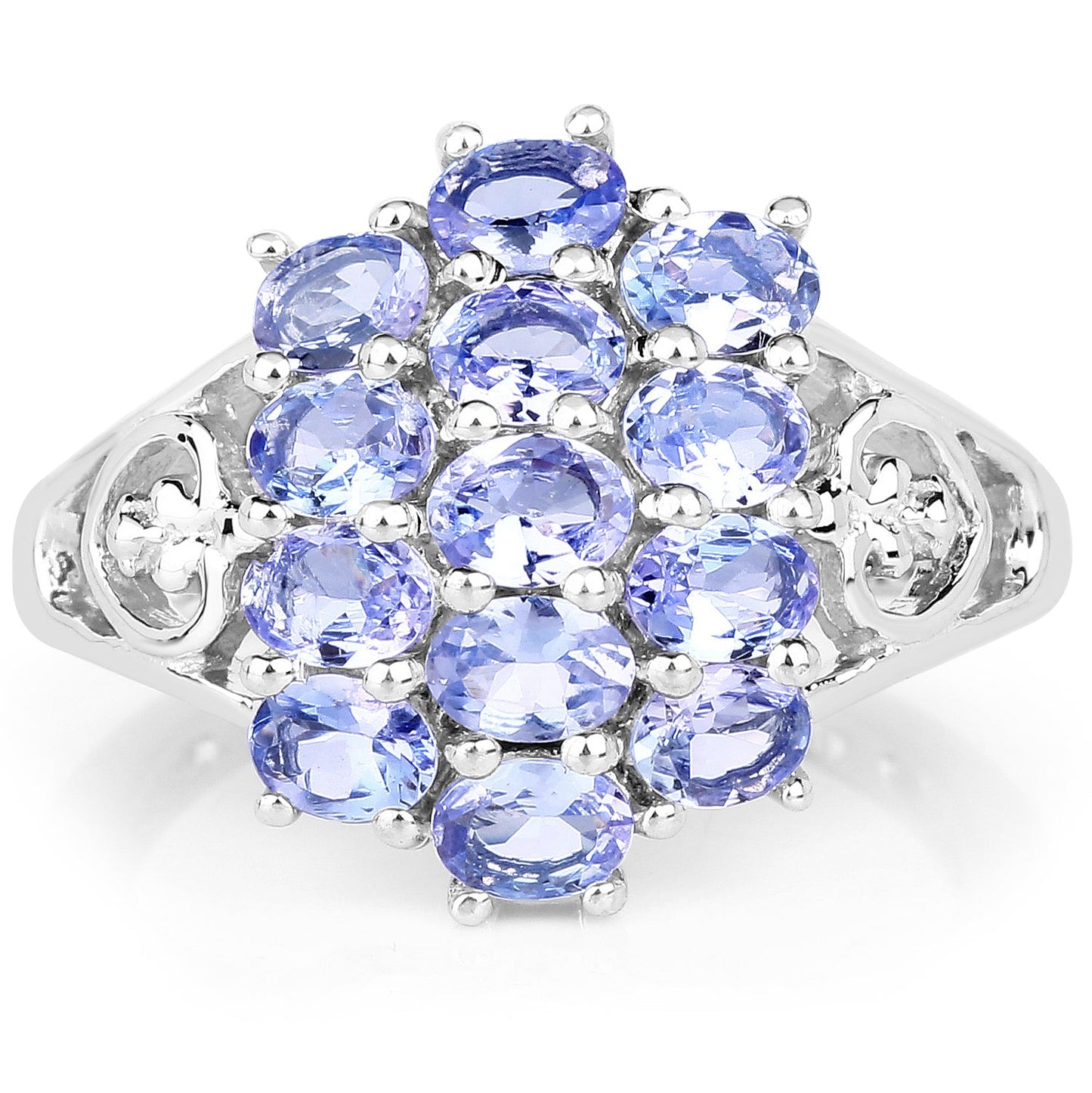 Bague de fiançailles en argent sterling avec tanzanite véritable de 2,21 carats