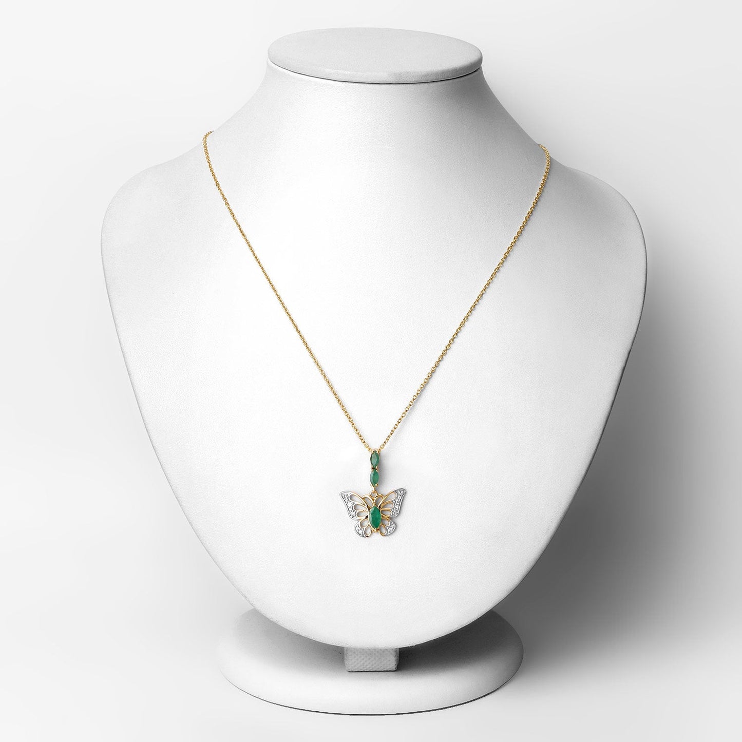 0.72 Carat Genuine Emerald & White Zircon Pendant in Sterling Silver
