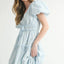 Elegant Eyelet Lace Puff Sleeve Midi Dress for Women