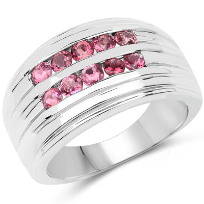 Bague en argent sterling .925 avec tourmaline rose véritable de 1,00 carat