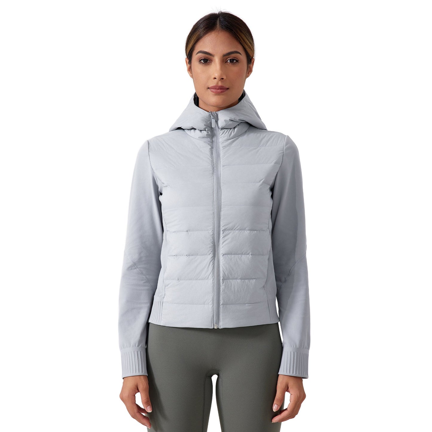 Chaqueta de plumas delgada con capucha para mujer - Impermeable y a prueba de viento