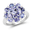 3.37 Carat Genuine Tanzanite and White Topaz Sterling Silver Ring