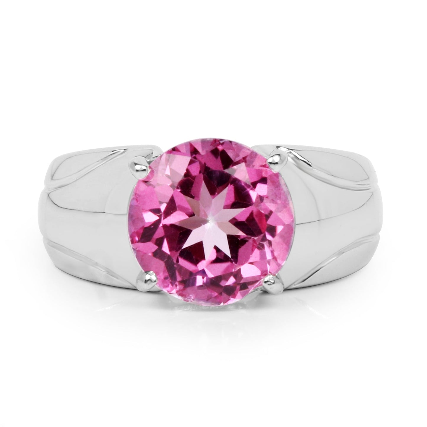 Bague de fiançailles en argent sterling avec topaze rose véritable de 4,55 carats