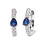 Boucles d'oreilles créoles en or blanc 10K avec saphir bleu en forme de poire et diamants
