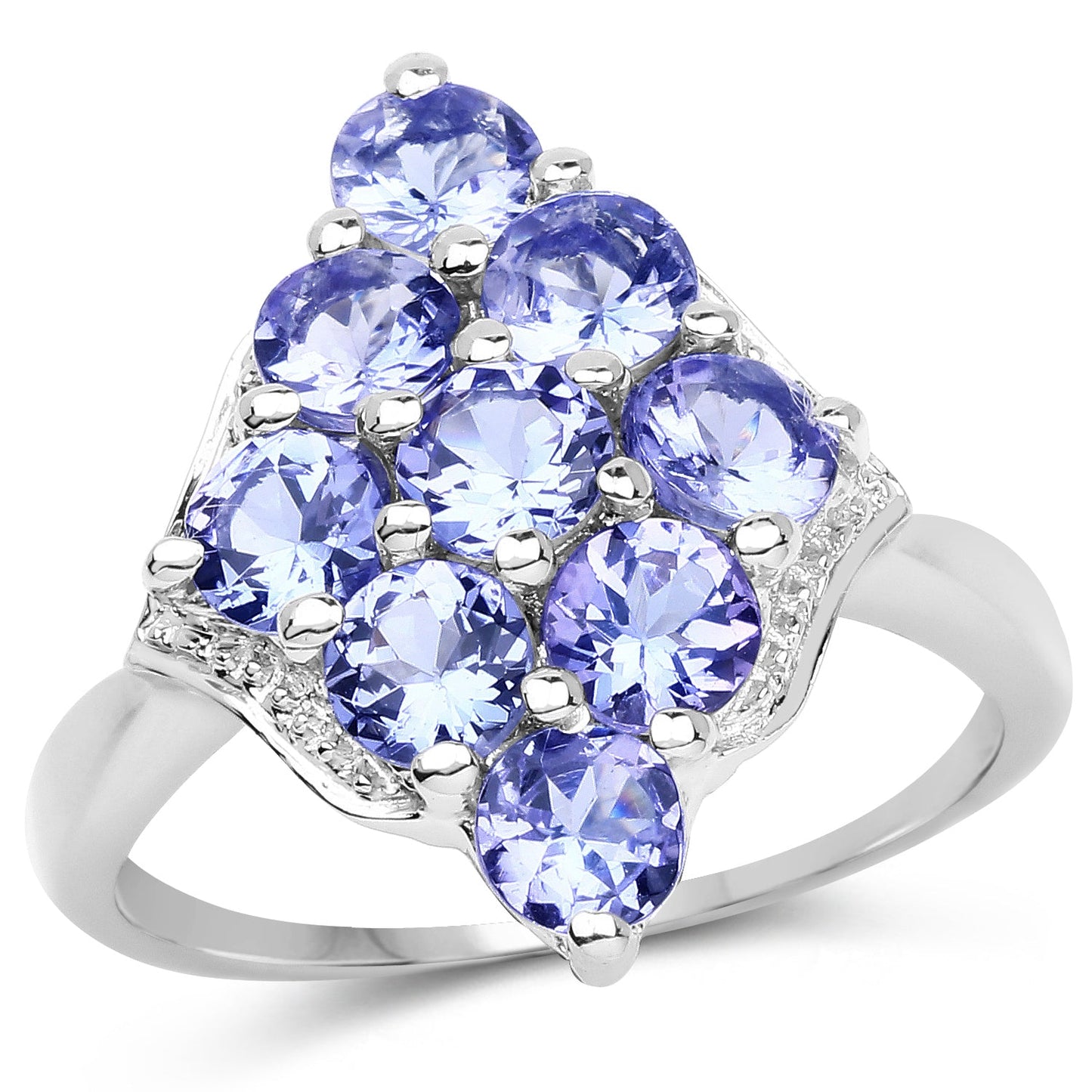 2.07 Carat Genuine Tanzanite Sterling Silver Engagement Ring