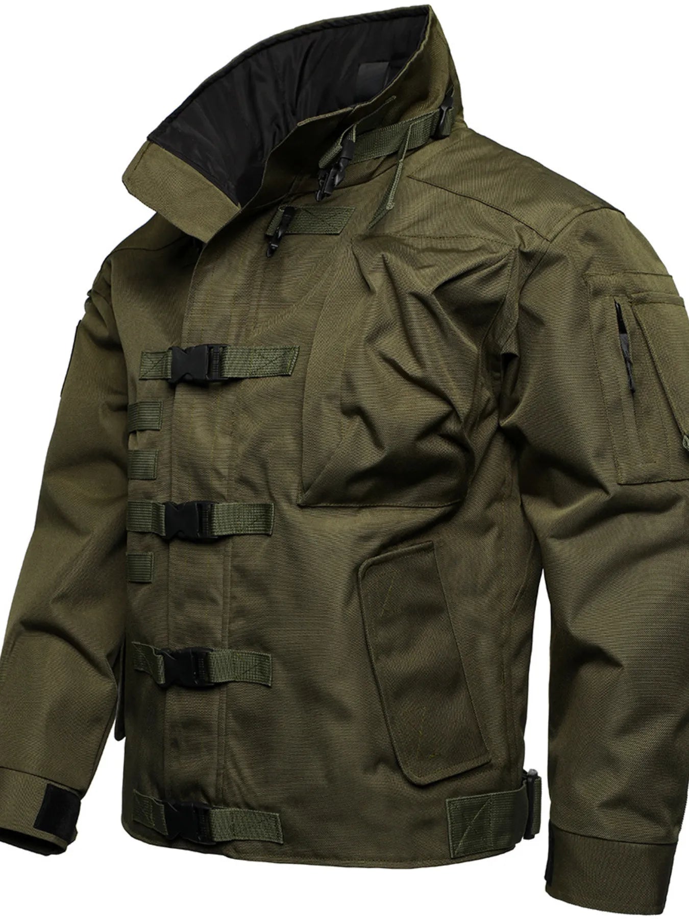 Men's Plus Size Multi Buckle Water-Resistant Jacket